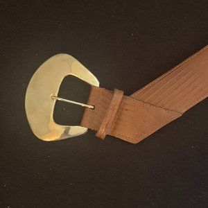 Brass Buckle Angular Brown Belt
